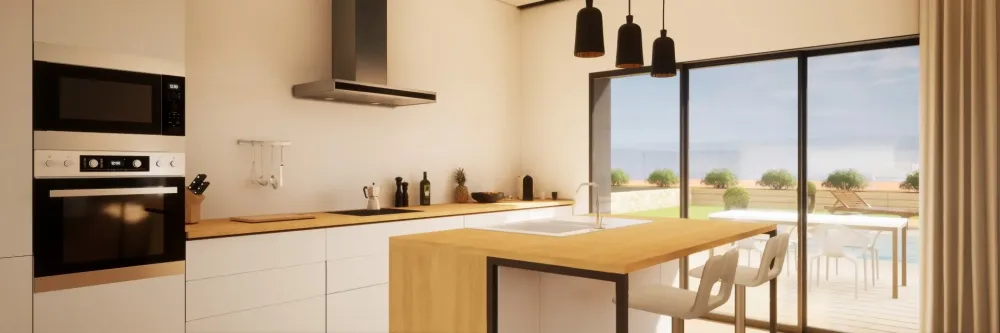 cuisine ouverte avec ilot centrale